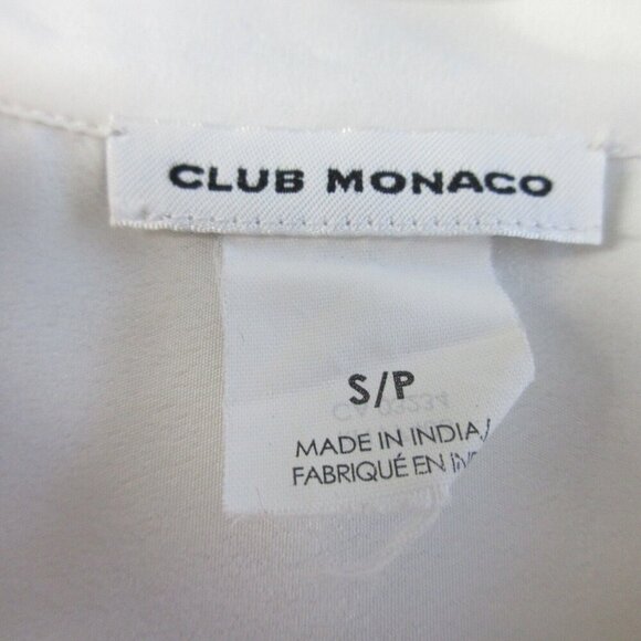 Club Monaco Silk Sheer Blouse Women S White Sleeveless Henley Boho Summer 104 - Picture 3 of 12